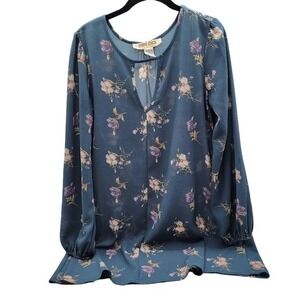 Mimi Chica Long Sleeve‎ Flora Blouse Sz Lg